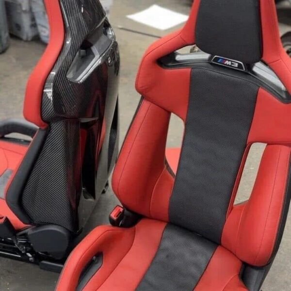 BMW  G80 M3 Sedan Carbon Bucket Seats Fiona Red Leather Interior Set - Image 6